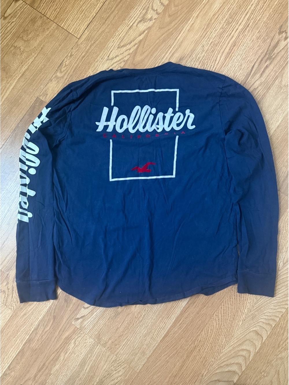 Hollister Navy Blue Long Sleeve Logo Shirt Size S